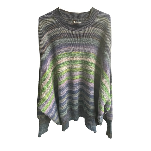 Free People Colorful Striped Crew Neck Sweater women’s size large - Picture 9 of 10